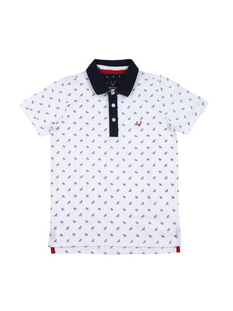 

Allen Solly Junior Boys White & Blue Printed Polo Collar T-shirt