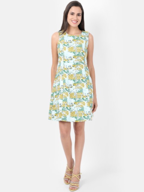 

COVER STORY Women Blue Floral Print Fit & Flare Dress