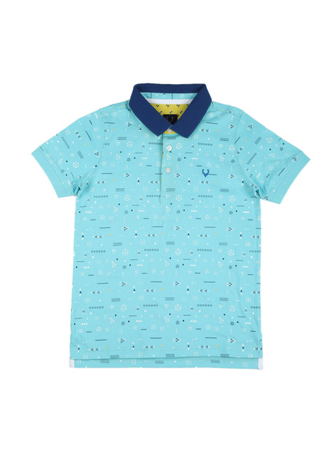 

Allen Solly Junior Boys Blue Printed Polo Collar T-shirt