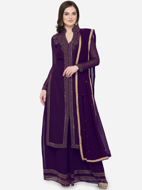 

Stylee LIFESTYLE Purple Poly Georgette Semi-Stitched Dress Material