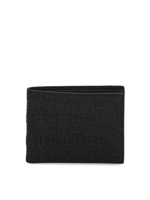 

Calligraphy Men Black Textured Two Fold Wallet
