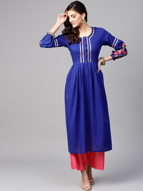 

Tulsattva Women Blue Embroidered Anarkali Kurta