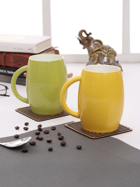 

JCPL Green & Yellow 2-Pieces Solid Porcelain Cups Set