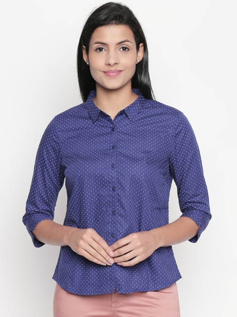 

Annabelle by Pantaloons Women Navy Blue Regular Fit Printed Formal Shirt