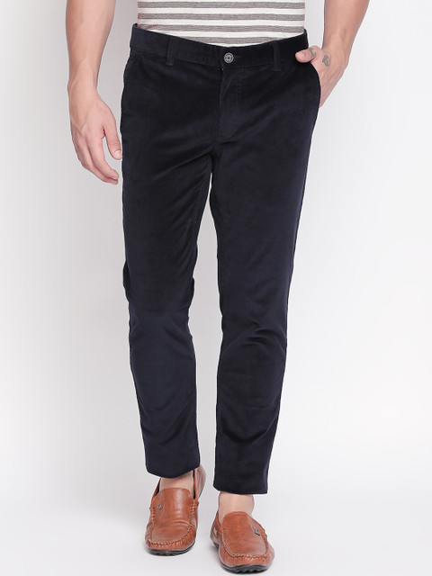 

Urban Ranger by pantaloons Men Navy Blue Slim Fit Solid Regular Trousers