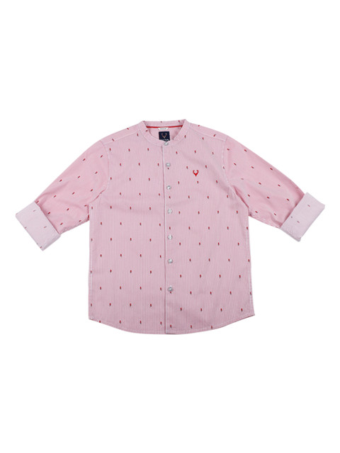 

Allen Solly Junior Boys Pink & White Regular Fit Striped Casual Shirt