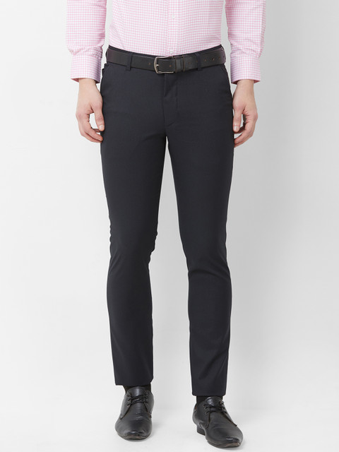 

Solemio Men Navy Blue Slim Fit Solid Formal Trousers