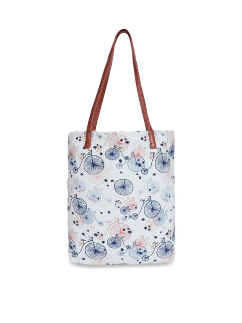 

Lychee bags Grey & Blue Printed Tote Bag