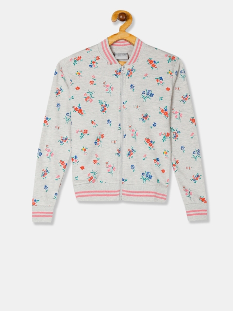 

Cherokee Girls Grey Melange & Pink Printed Sweatshirt