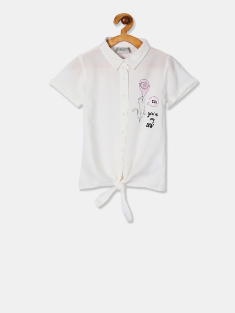 

Cherokee Girls White & Black Regular Fit Printed Casual Shirt