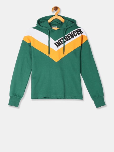

Cherokee Girls Green & Yellow Colourblocked Hooded Sweatshirt