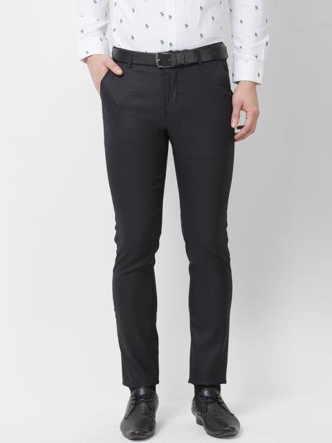 

Solemio Men Black Slim Fit Solid Formal Trousers