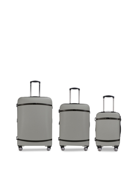 

IT luggage Set of 3 Grey Solid Hard-Sided Trolley Suitcases