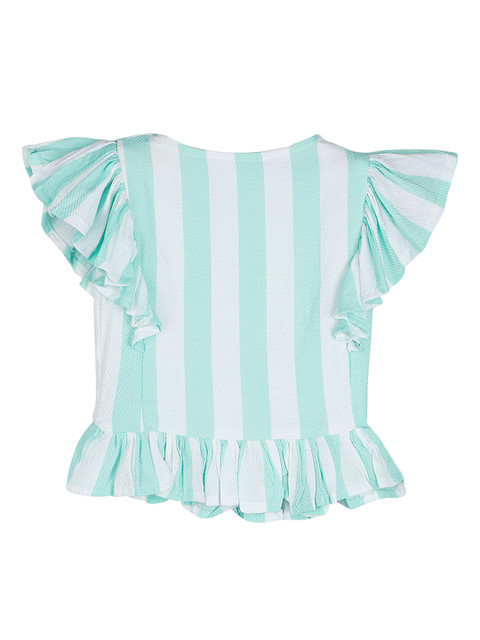 

oui oui Girls Green & White Striped Peplum Top