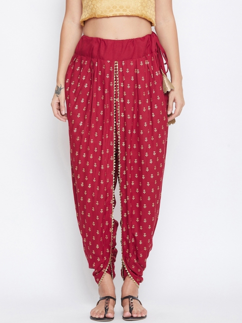 

9rasa Women Red Hand Block Printed Dhoti
