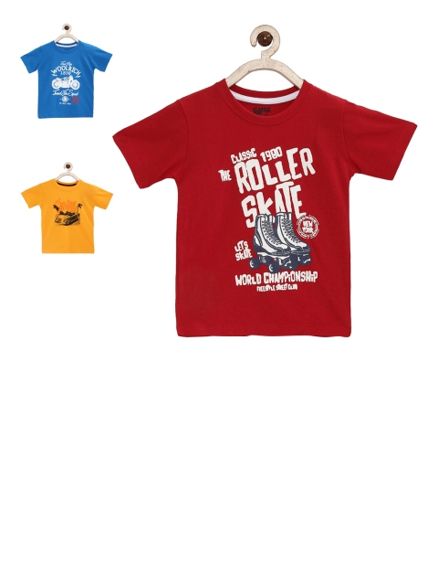 

Joven Boys Pack of 3 Printed Round Neck T-shirts, Red
