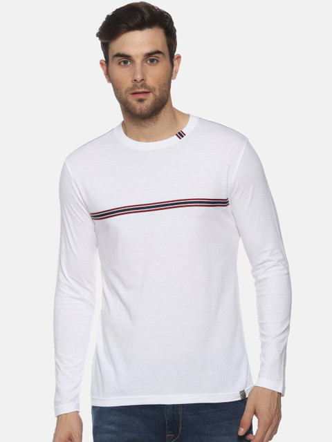 

FIDO DIDO Men White Solid Slim Fit Round Neck T-shirt