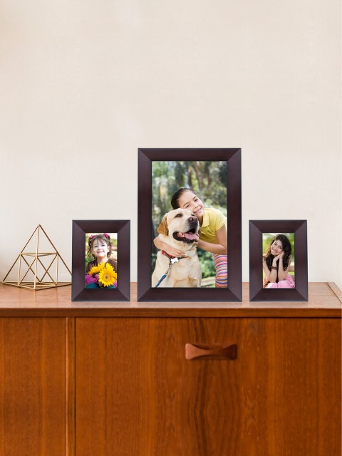 

RANDOM Set of 3 Coffee Brown Synthetic Individual Table-Top Collage Photo Frames