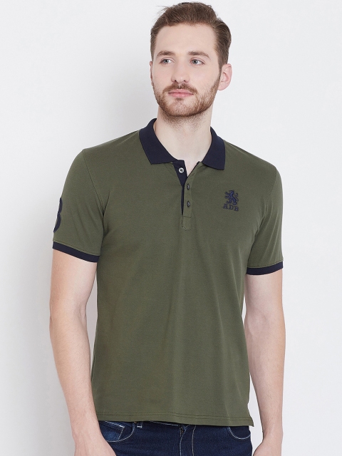 

Adobe Men Green & Navy Blue Solid Polo Collar T-shirt