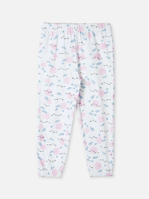 

DISNEY X ZILINGO Girls White & Blue Frozen Printed Lounge Pants