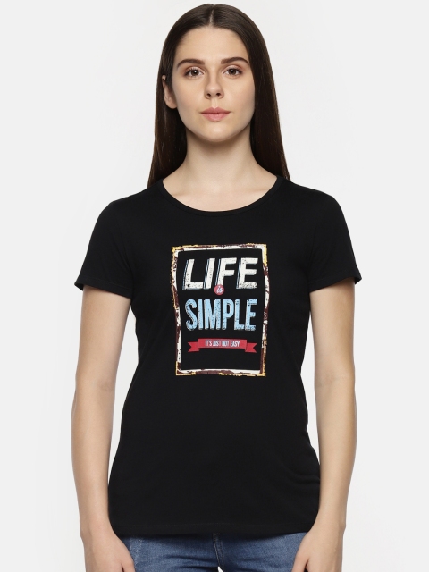 

Honey by Pantaloons Women Black Printed Round Neck T-shirt