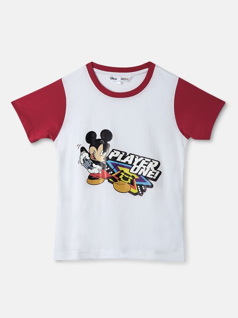 

DISNEY X ZILINGO Boys White Printed Round Neck T-shirt
