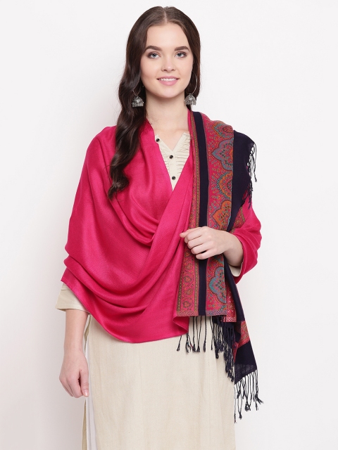 

HK colours of fashion Women Pink Woven Design Stole