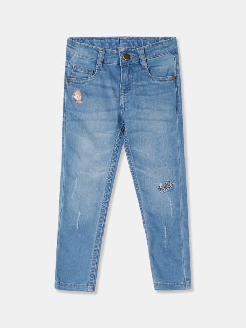 

Cherokee Girls Blue Slim Fit Mid-Rise Low Distress Stretchable Jeans