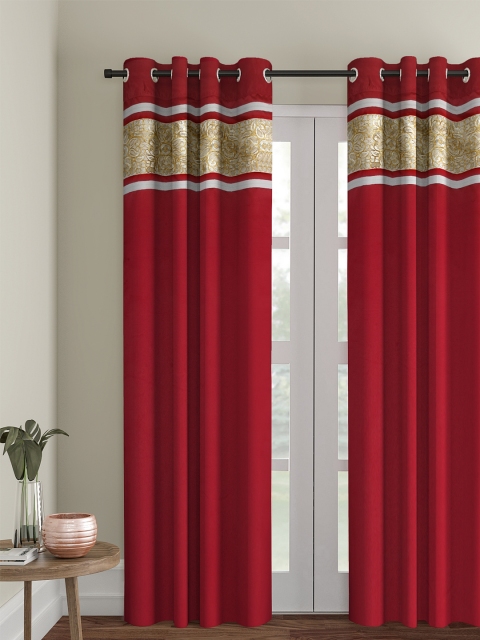 

eyda Red & Gold-Toned Single Room Darkening Door Curtain