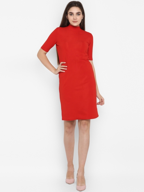Color Cocktail Women Red Solid T-shirt Dress