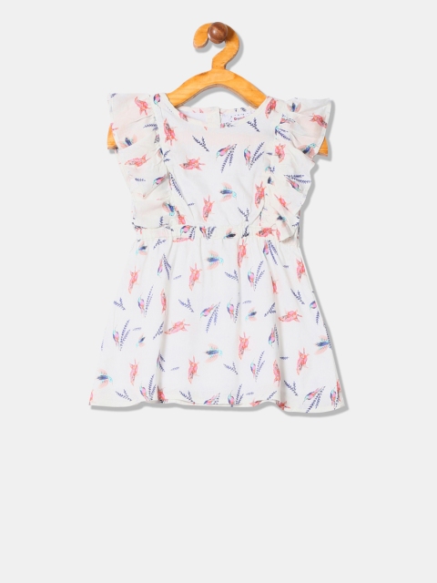 

Donuts Girls White Printed Fit and Flare Dress