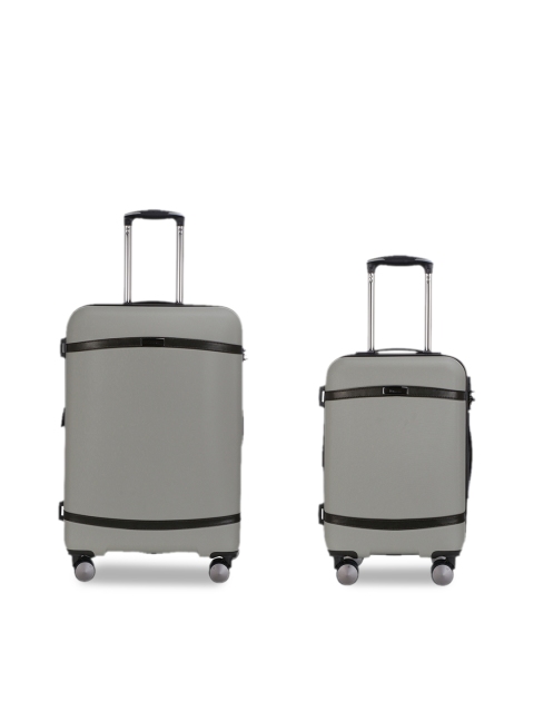 

IT luggage Set of 2 Grey Solid Quiant Hard-Sided Medium & Cabin Trolley Suitcases