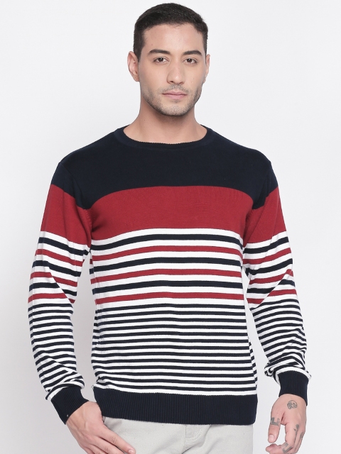 

BYFORD by Pantaloons Men Red & Black Striped Pullover Sweater