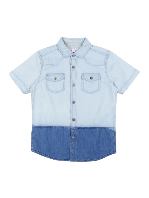 

POPPERS by Pantaloons Boys Blue Regular Fit Colourblocked Casual Shirt