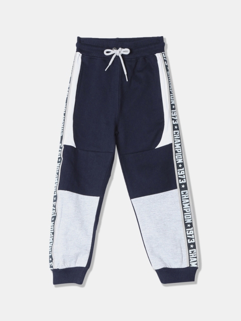 

Cherokee Boys Navy Blue & White Colour-Blocked Pure Cotton Jogger
