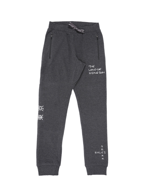 

Pantaloons Junior Boys Grey Self-Design Straight-Fit Joggers
