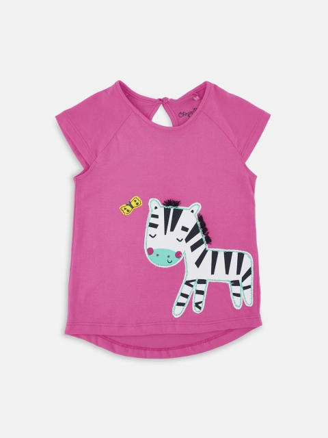 Chirpie Pie by Pantaloons Girls Pink Solid Pure Cotton Top