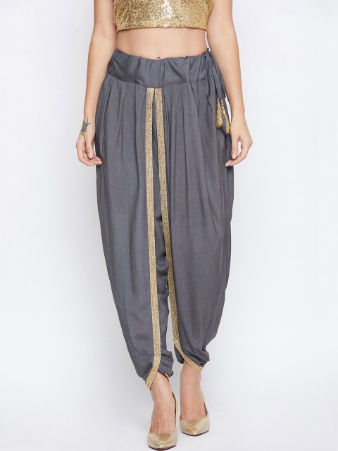 

9rasa Women Grey & Gold-Coloured Solid Dhoti
