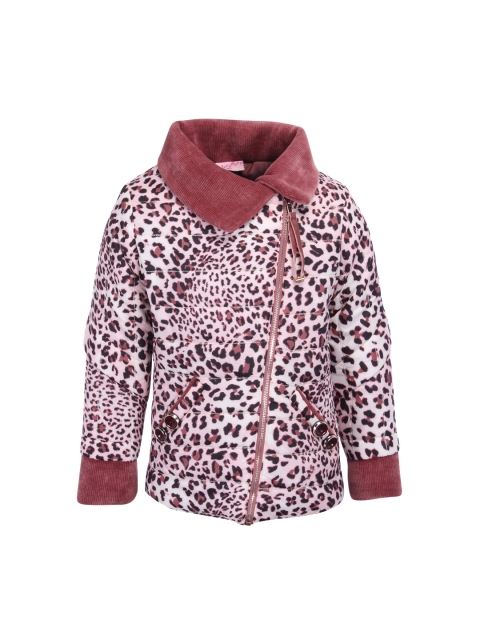 

CUTECUMBER Girls Pink & Black Animal Printed Tailored Jacket