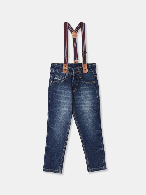

Cherokee Boys Blue Slim Fit Mid-Rise Clean Look Stretchable Jeans With Suspenders