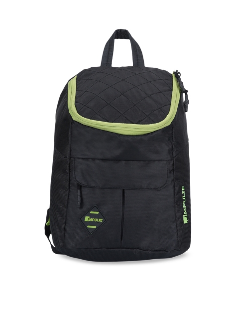 

Impulse Unisex Black & Green Solid Backpack