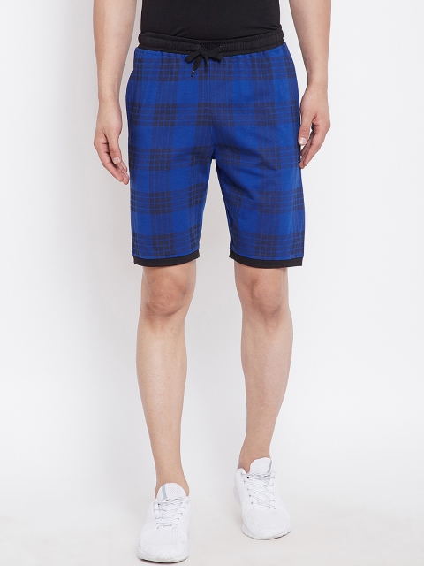 

Adobe Men Blue Checked Regular Fit Regular Shorts