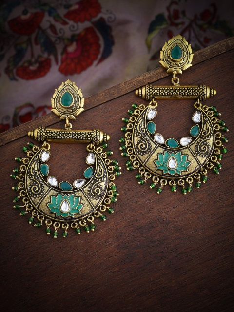 

Voylla Gold-Plated & Green Oxidised Classic Chandbalis