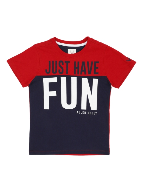 

Allen Solly Junior Boys Red & Navy Blue Printed Round Neck T-shirt