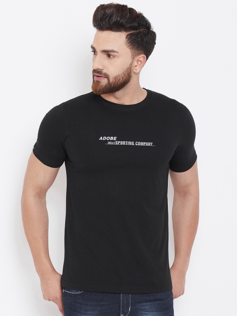 

Adobe Men Black Printed Round Neck T-shirt