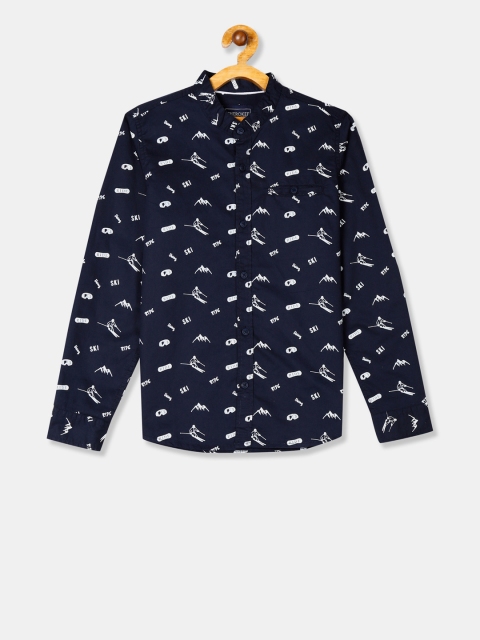 

Cherokee Boys Navy Blue & Off-White Regular Fit Printed Casual Shirt