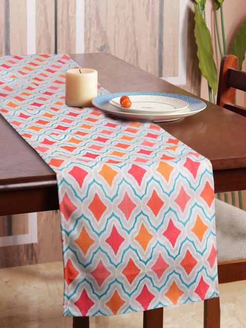 

HOUZZCODE Pink & Orange Printed Rectangular Table Runner