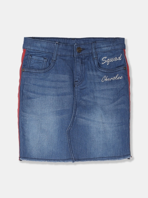 

Cherokee Girls Blue Washed Knee-Length Denim Skirt