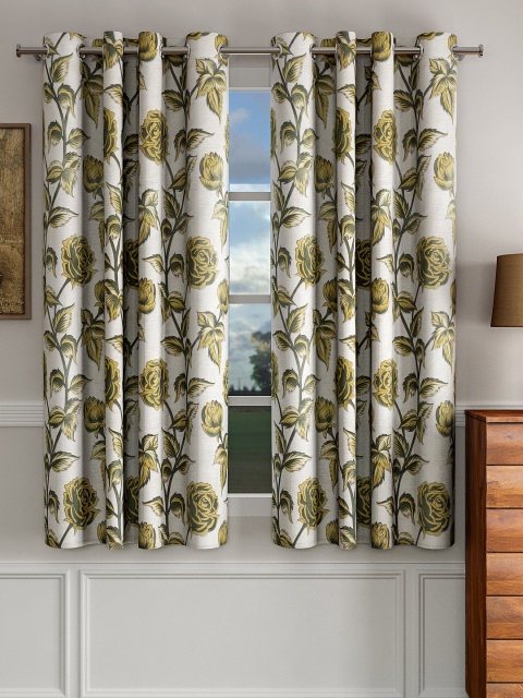 

Home Sizzler Green & Off-White Printed Set of 2 Window Curtains