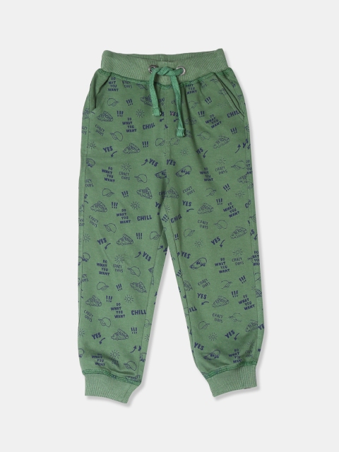 

Cherokee Boys Green Printed Straight-Fit Pure Cotton Joggers